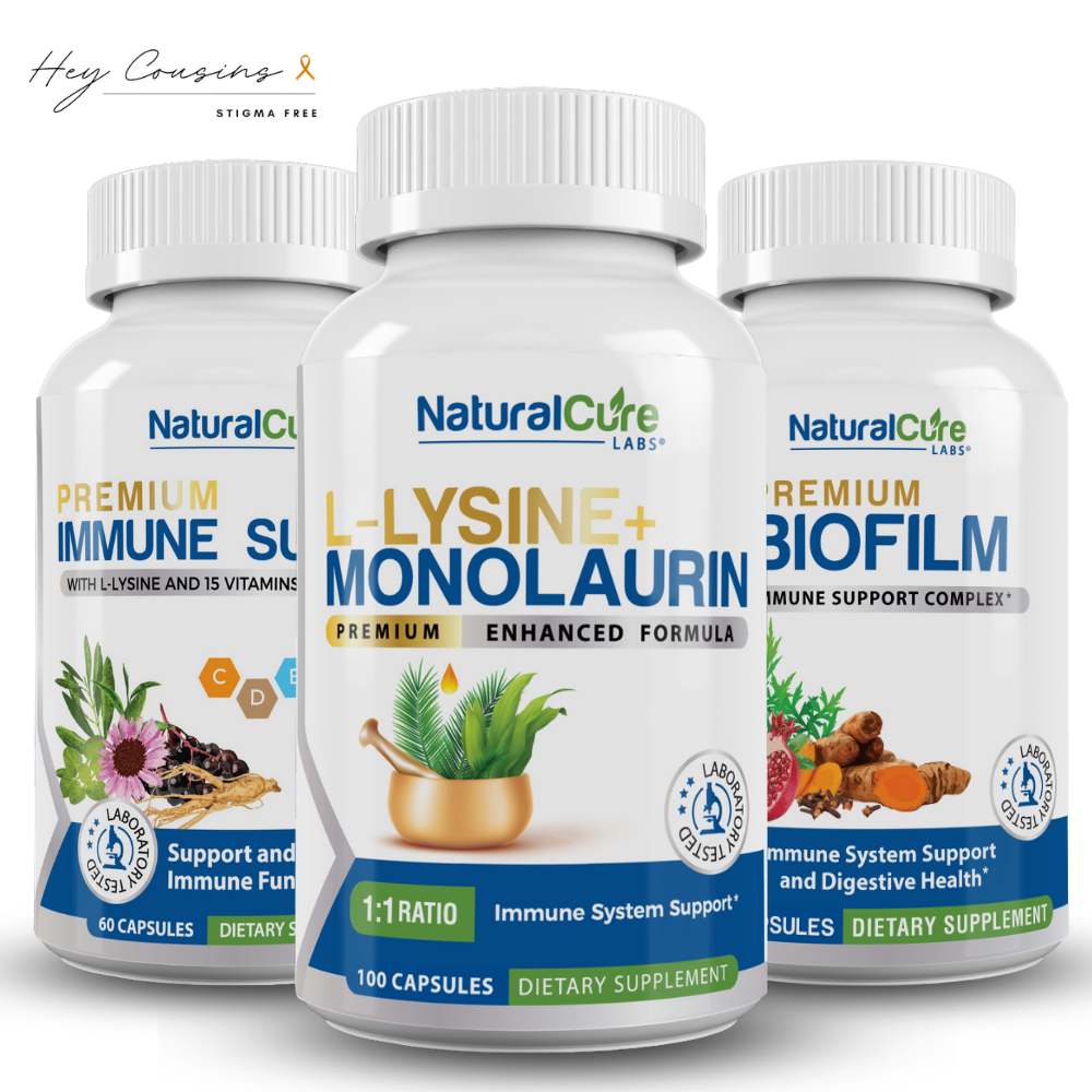 Premium Immune Support, L-Lysine + Monolaurin 600mg, and Biofilm Immune Complex Cousins' Special Bundle