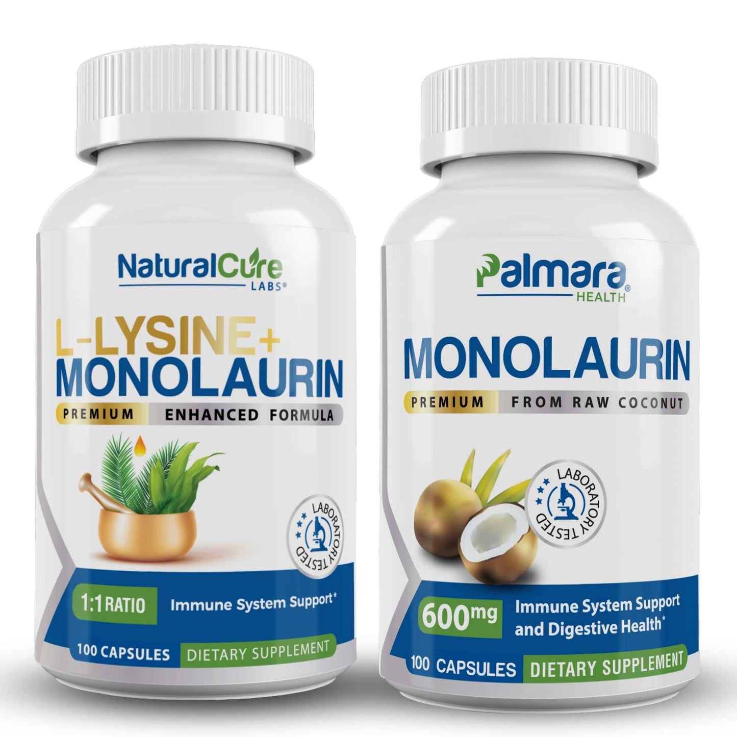Clean L-Lysine and Monolaurin supplement bundle for immune and metabolic health