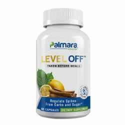 Bottle of an anti-spike supplement designed to regulate glucose spikes from carbs and sugar, featuring natural ingredients like cinnamon, white mulberry leaf, and citrus bioflavonoids to support balanced blood sugar and metabolic health.