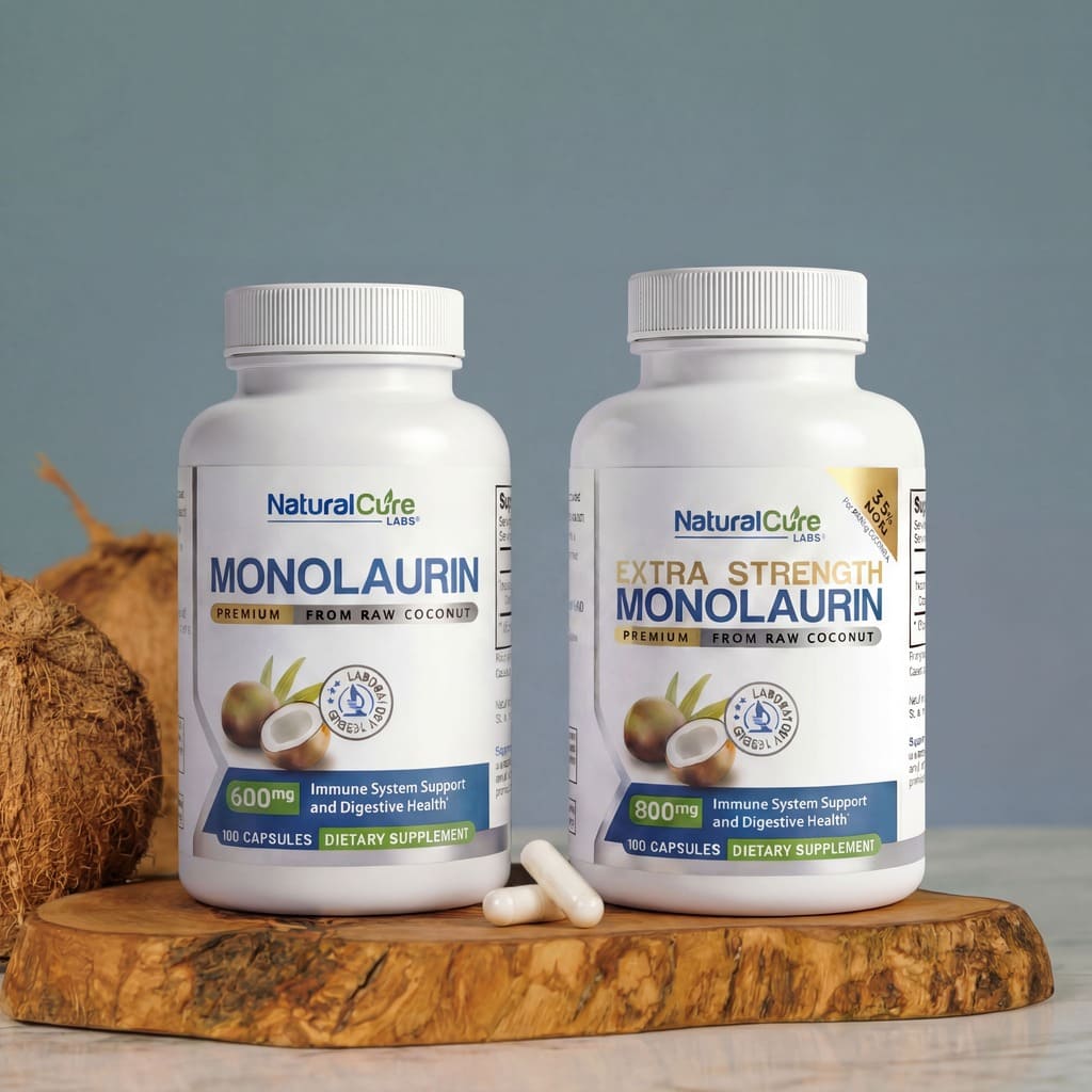 Natural Cure Labs 600mg and 800mg premium monolaurin is award winning and made from coconut