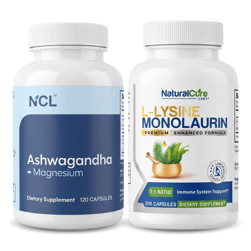 Ashwagandha & L-Lysine with Monolaurin Bundle (120ct)