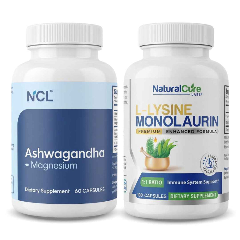 Ashwagandha & L-Lysine with Monolaurin Bundle (60ct)