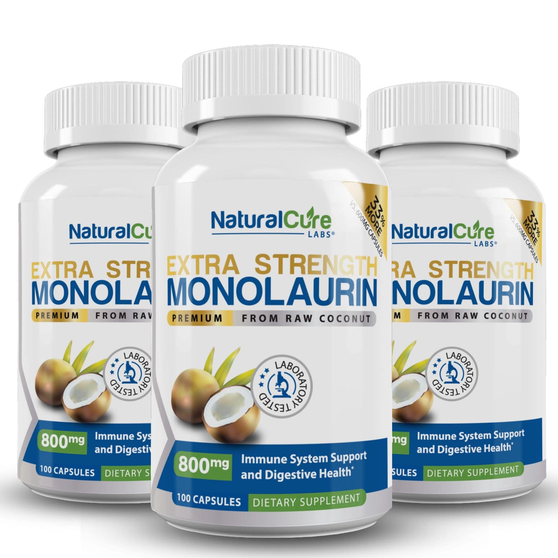 NatualCure Labs Extra Strength Monolaurin Supplement Pack of 3.