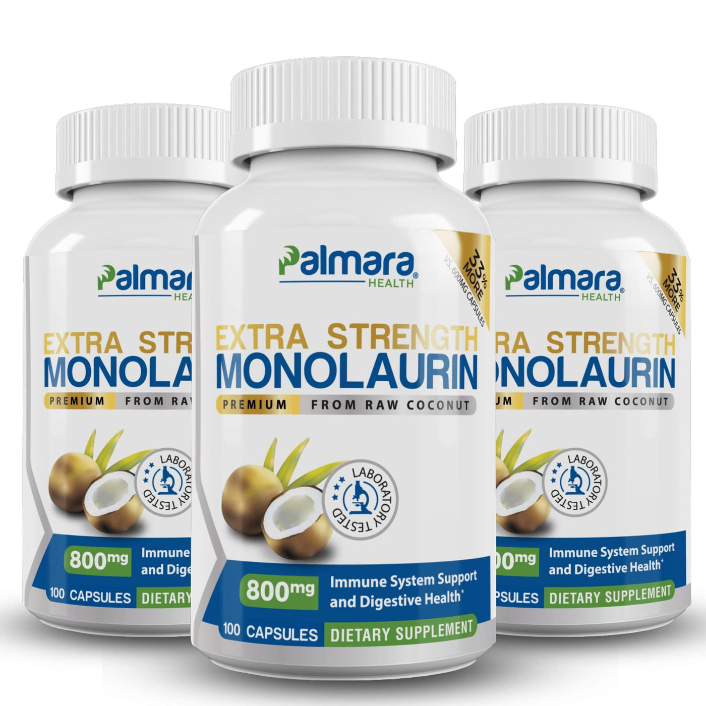 Palmara Health Extra Strength Monolaurin Supplement Pack Of 3.