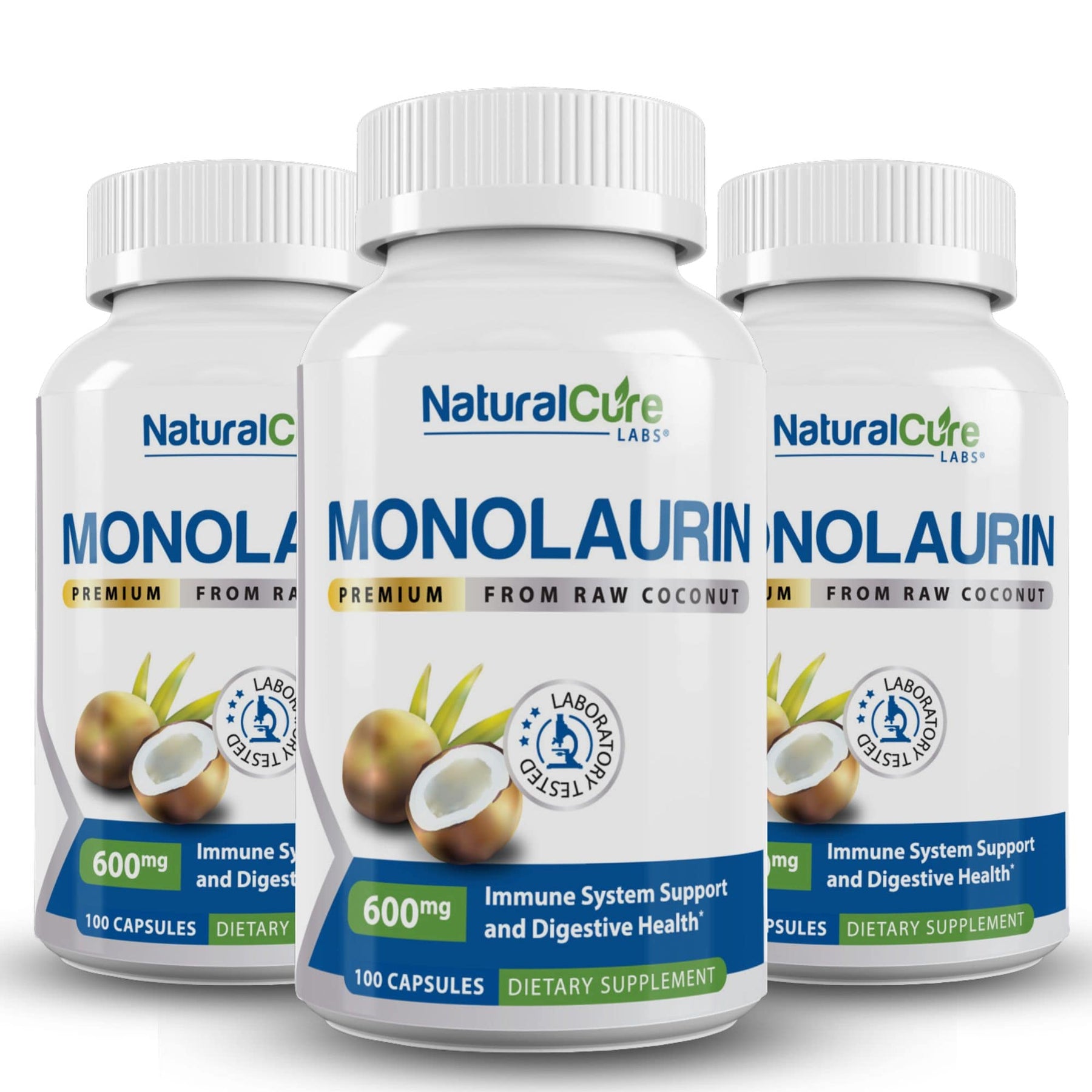 NaturalCure Labs Premium Monolaurin Supplement Pack of 3.