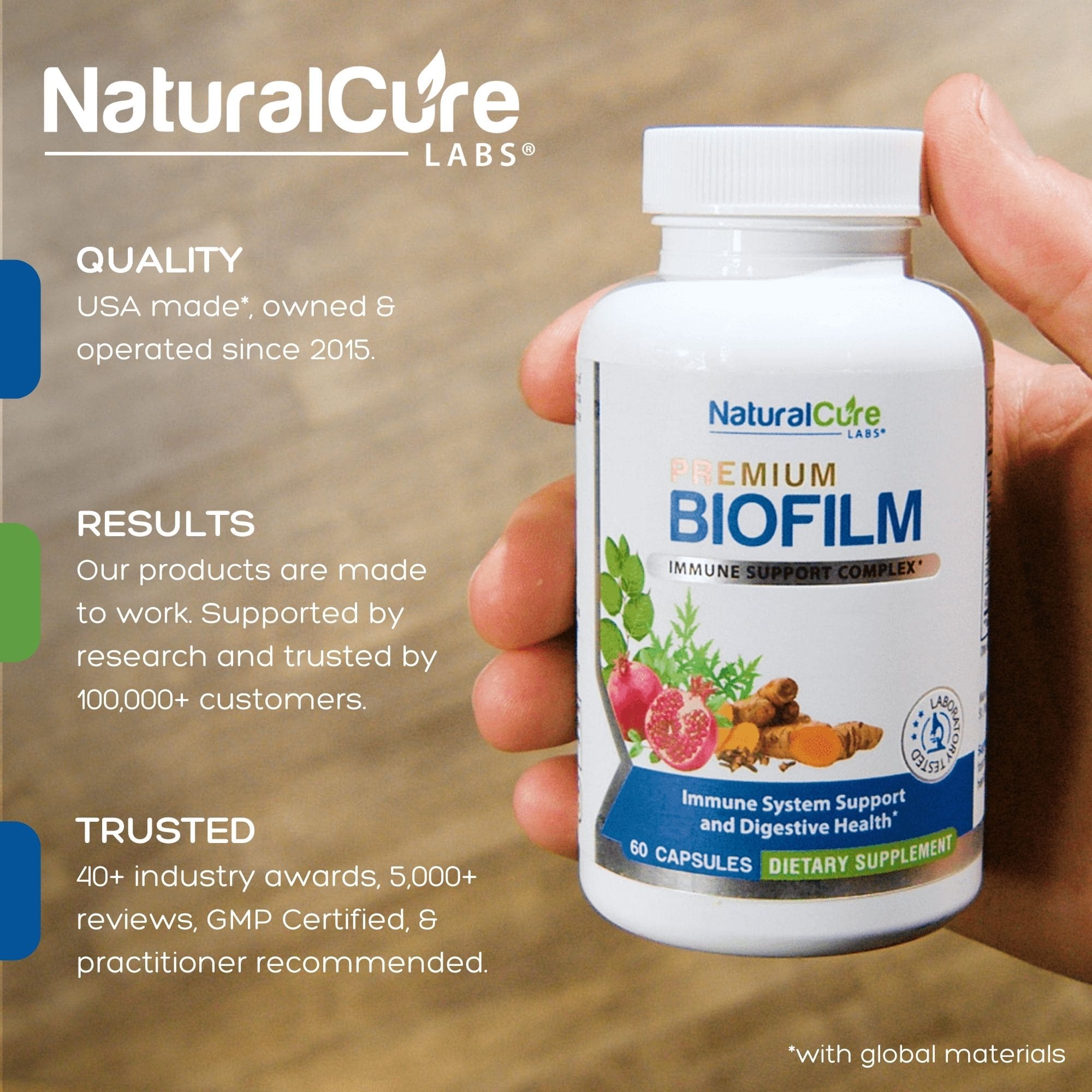 NaturalCure Labs Premium Biofilm Supplement For Immune and Digestive Support.
