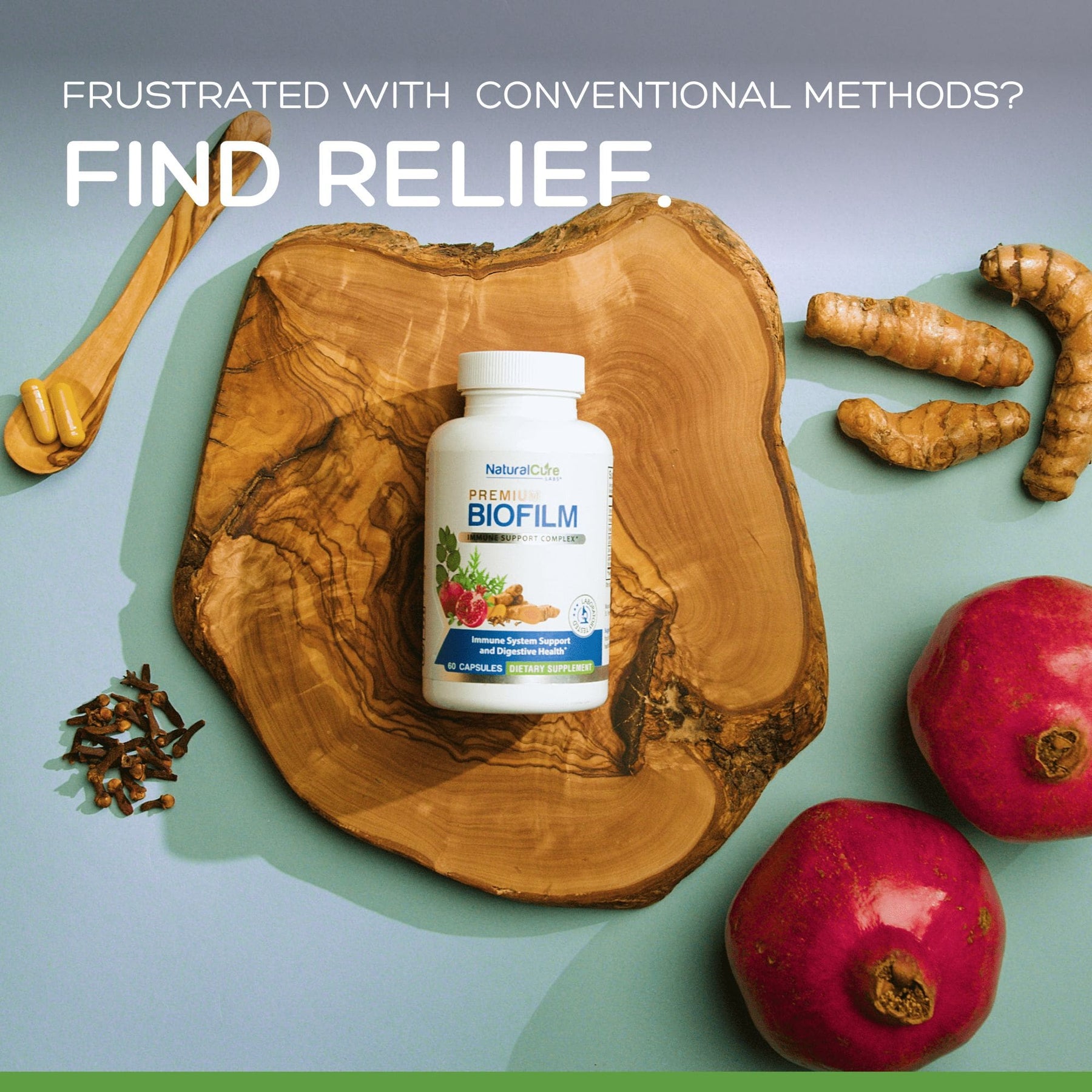 Natural Cure Premium Biofilm Supplement for Immune System and Digestive Health.