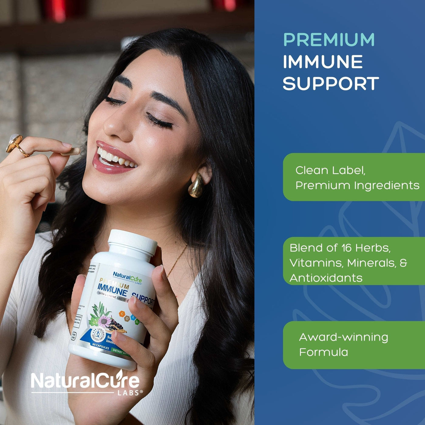 Natural Cure Premium Immune Support — formulated with premium ingredients, antioxidants, and more for immune health.