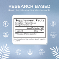 NatualCure Labs Clean L-Lysine Supplement Facts.