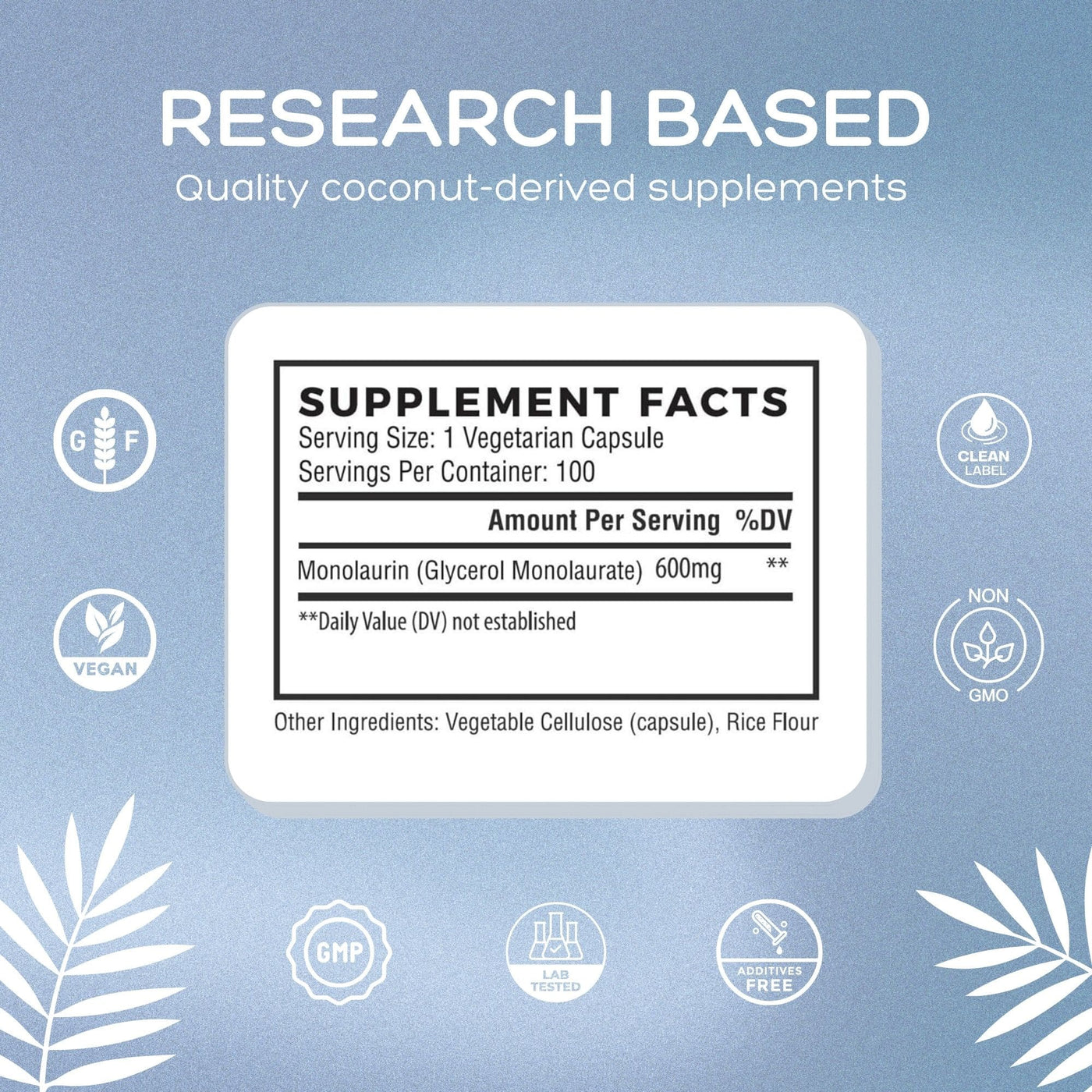 Natural Cure Monolaurin Supplement Facts.