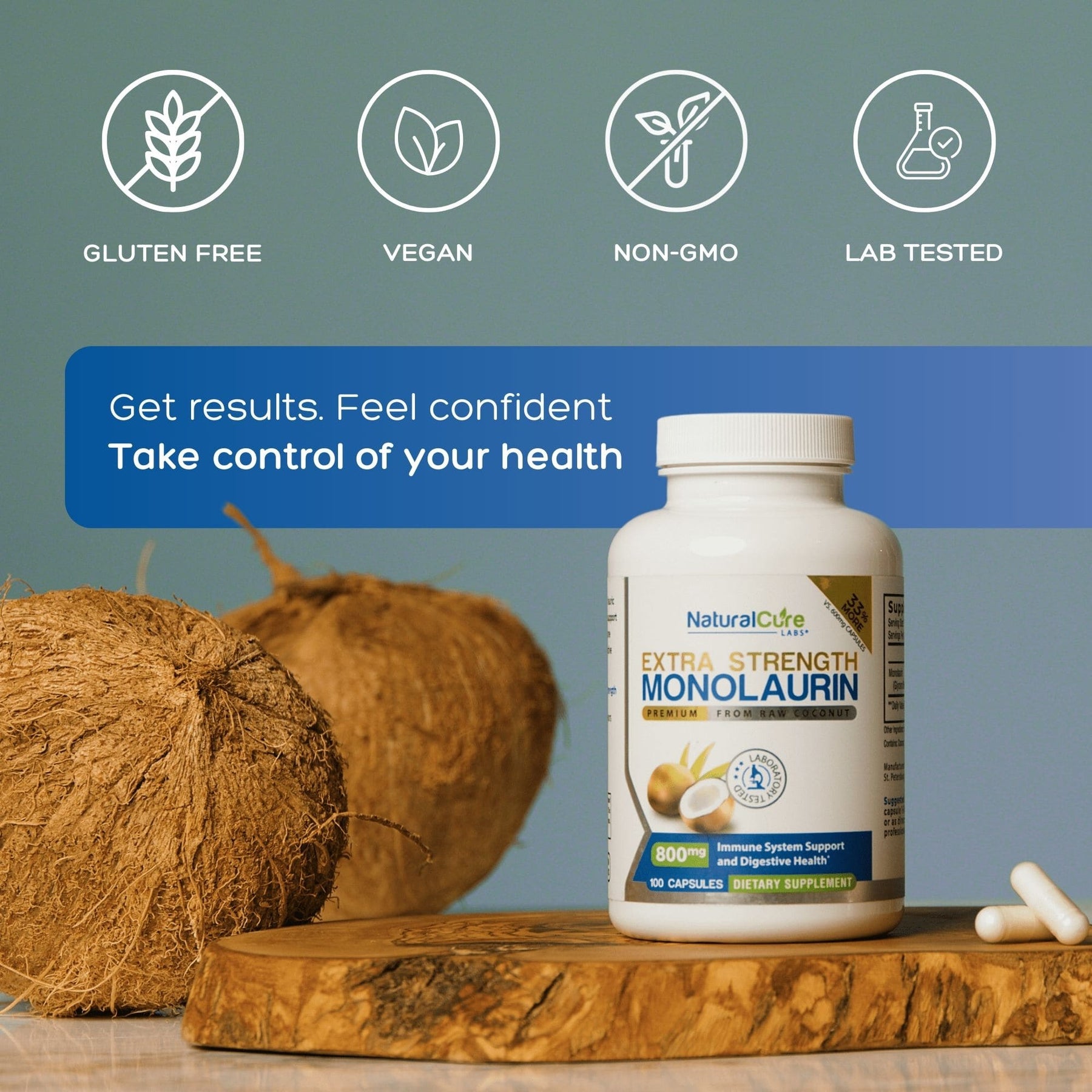NaturalCure Extra Strength Monolaurin Supplements for Immune Support and Health