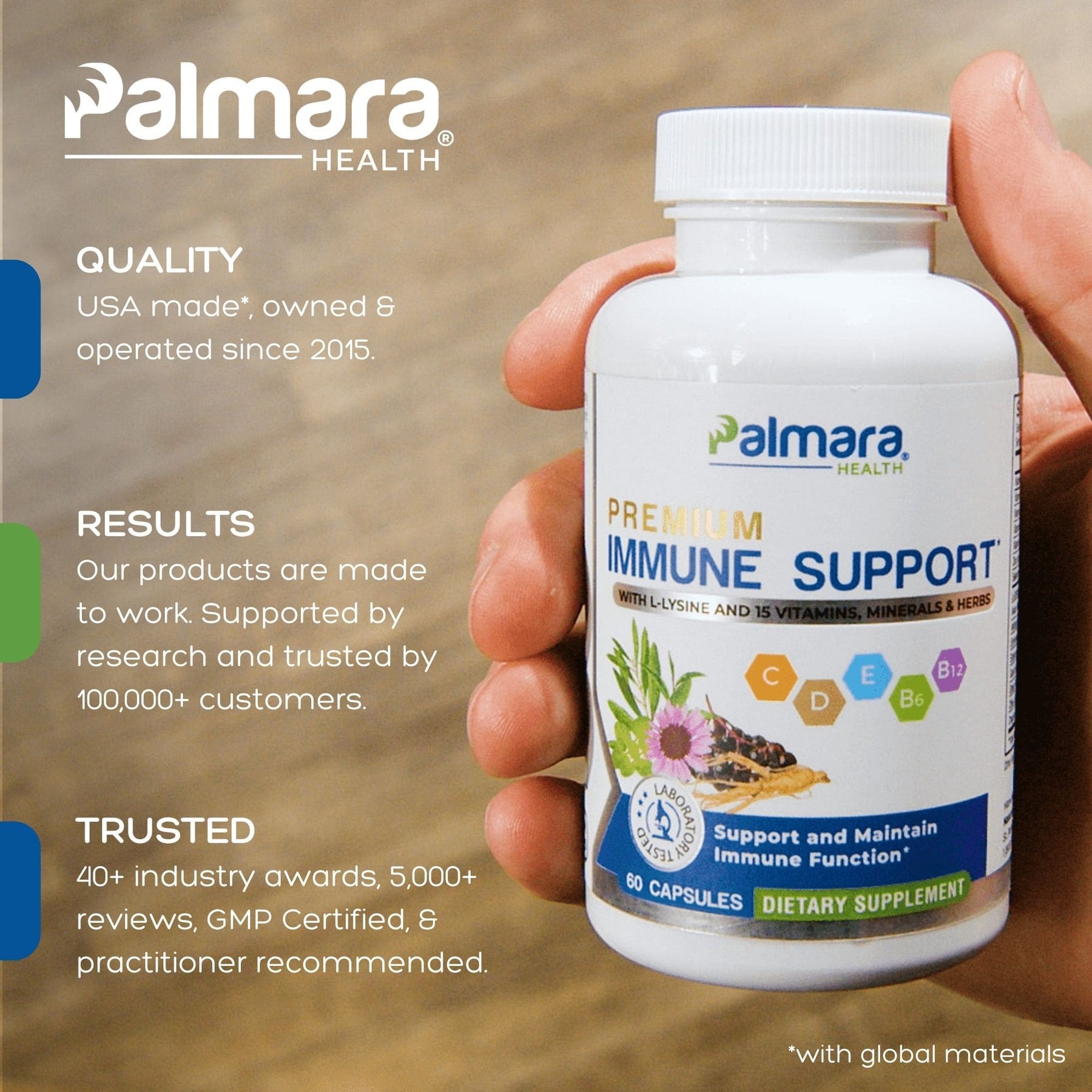 Palmara Health Premium Immune Support  with L- Lysine for Support Immune System