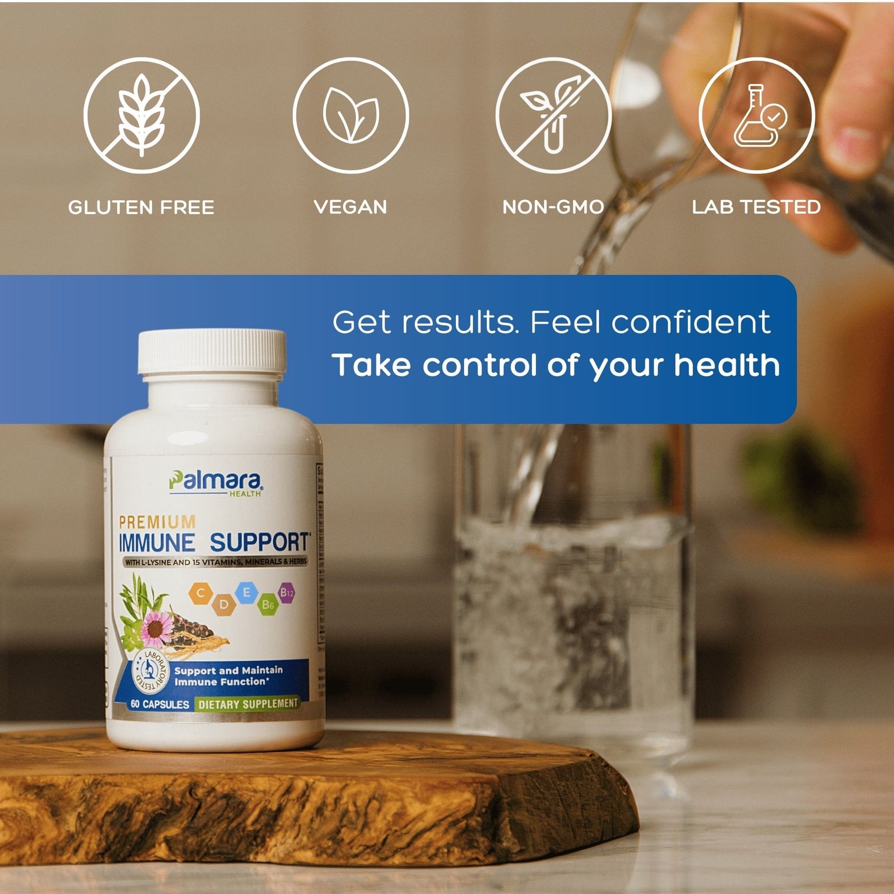 Palmara Premium Immune Support Supplement Gulten Free, Vegan, Non-Gmo and Lab Tested