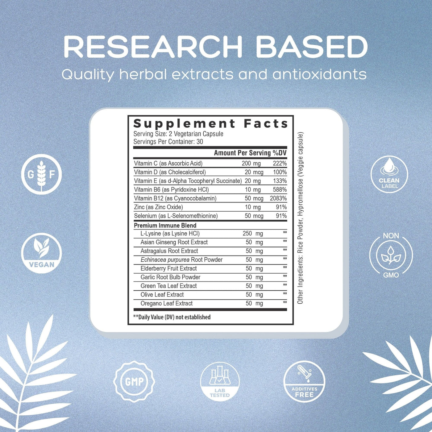 Researched Based Supplement L-Lysine + Monolaurin, Premium Immune Support, and Premium Andrographis 
