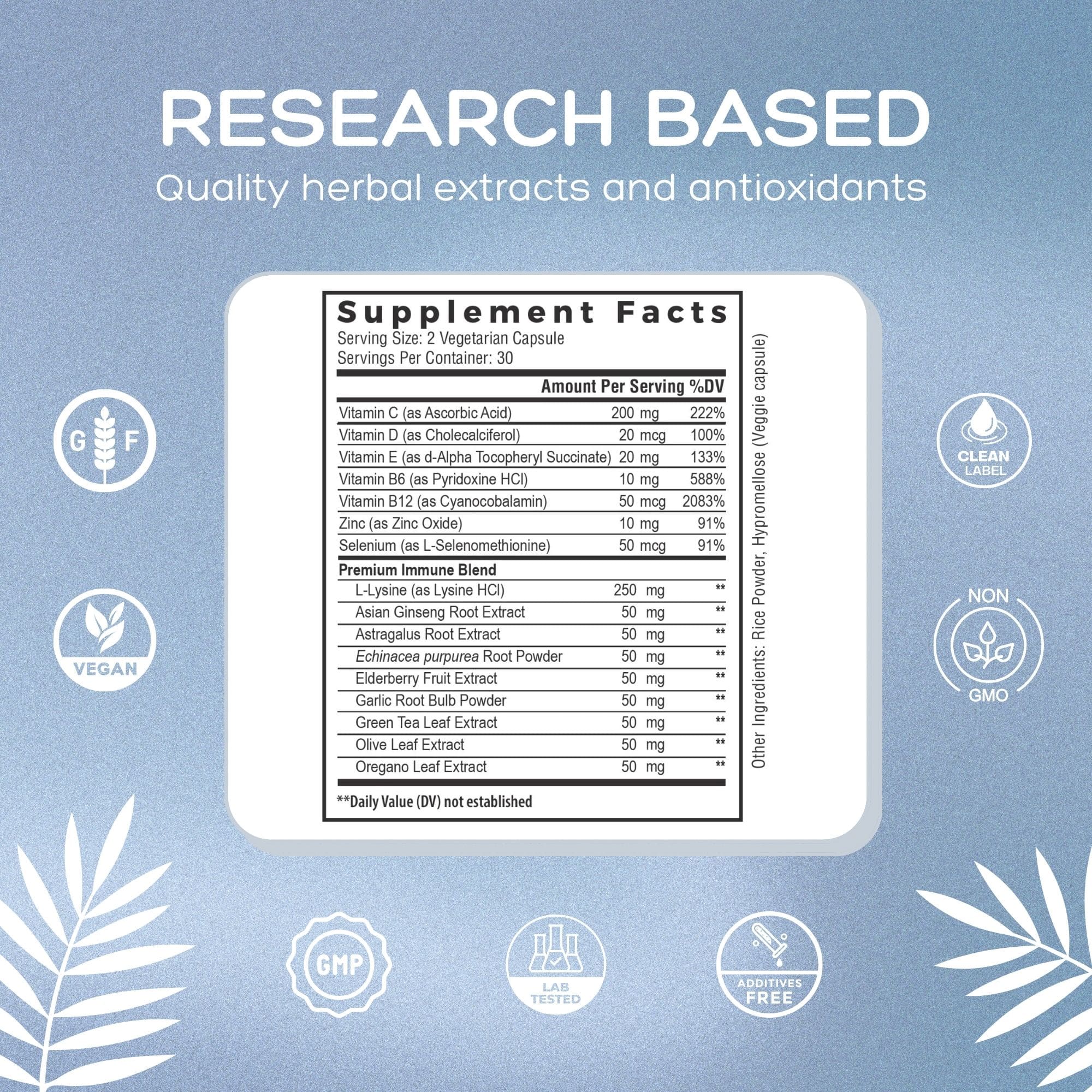 Researched Based Supplement L-Lysine + Monolaurin, Premium Immune Support, and Premium Andrographis 