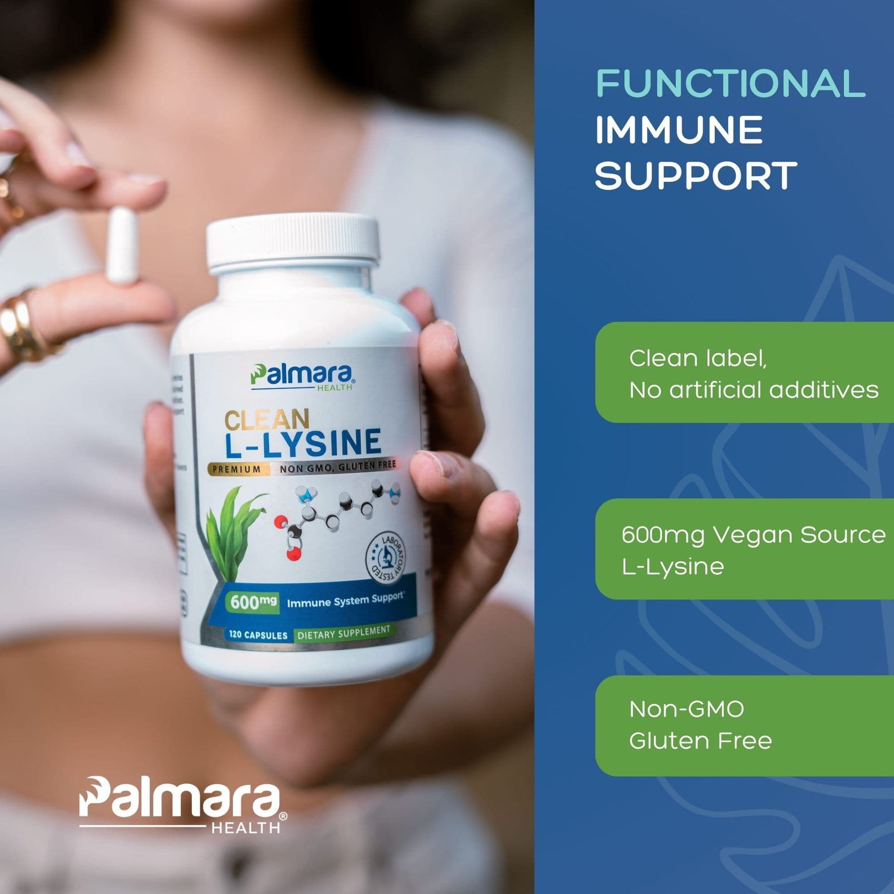 Palmara Health Clean L-Lysine Supplement Non Gmo, No Artifical Additives.