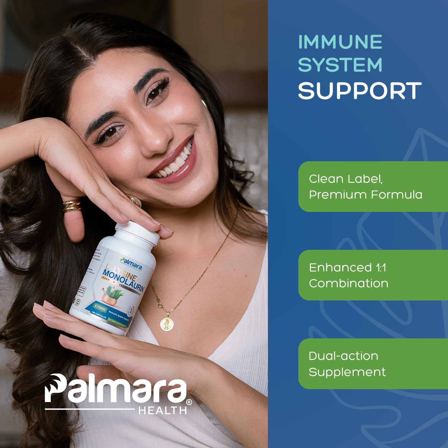 Palmara Health L-Lysine with Monolaurin with Enhanced Combination 1:1.