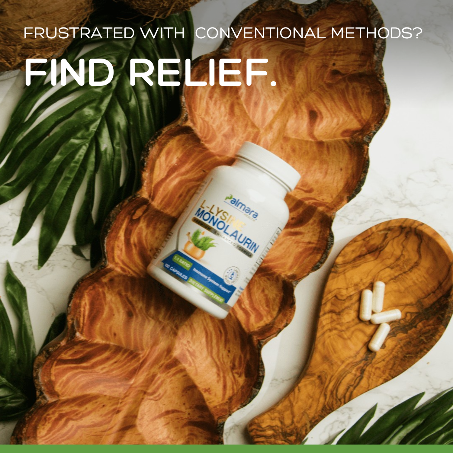 Palmara Health L-Lysine with Monolaurin 1:1 Ratio For Immune Support.