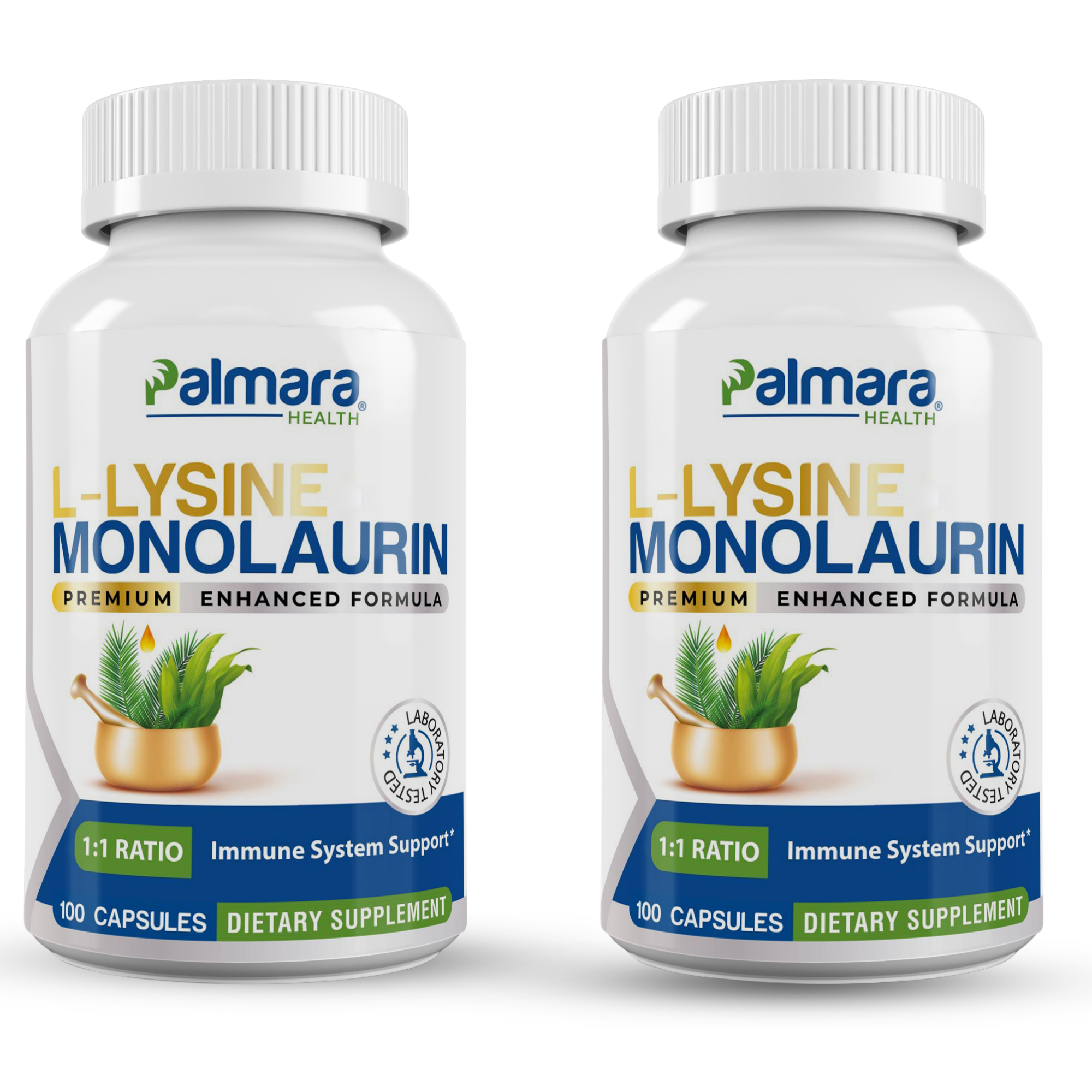 Palmara Health L-Lysine with Monolaurin Supplement Pack Of 2.