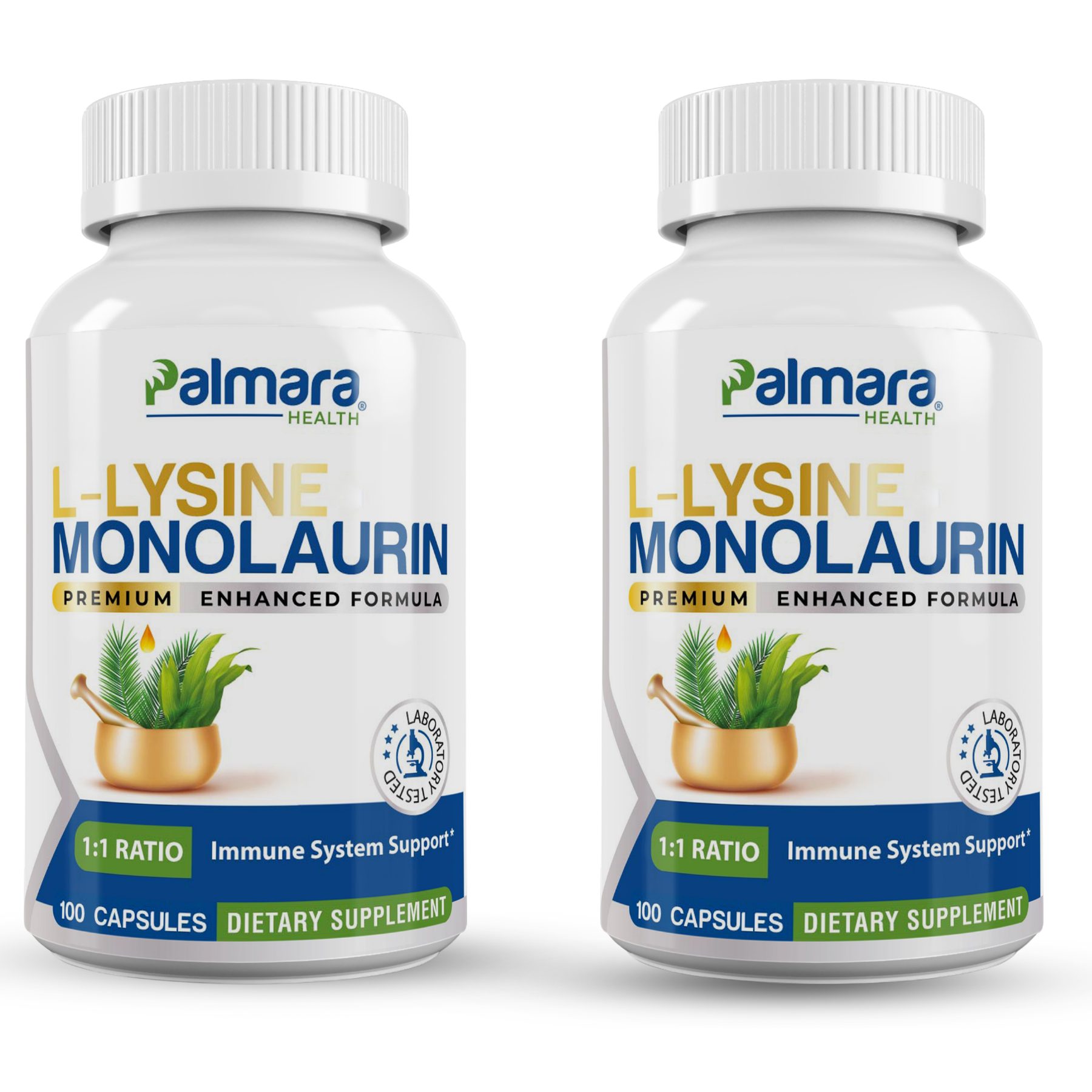Palmara Health L-Lysine with Monolaurin Supplement Pack Of 2.