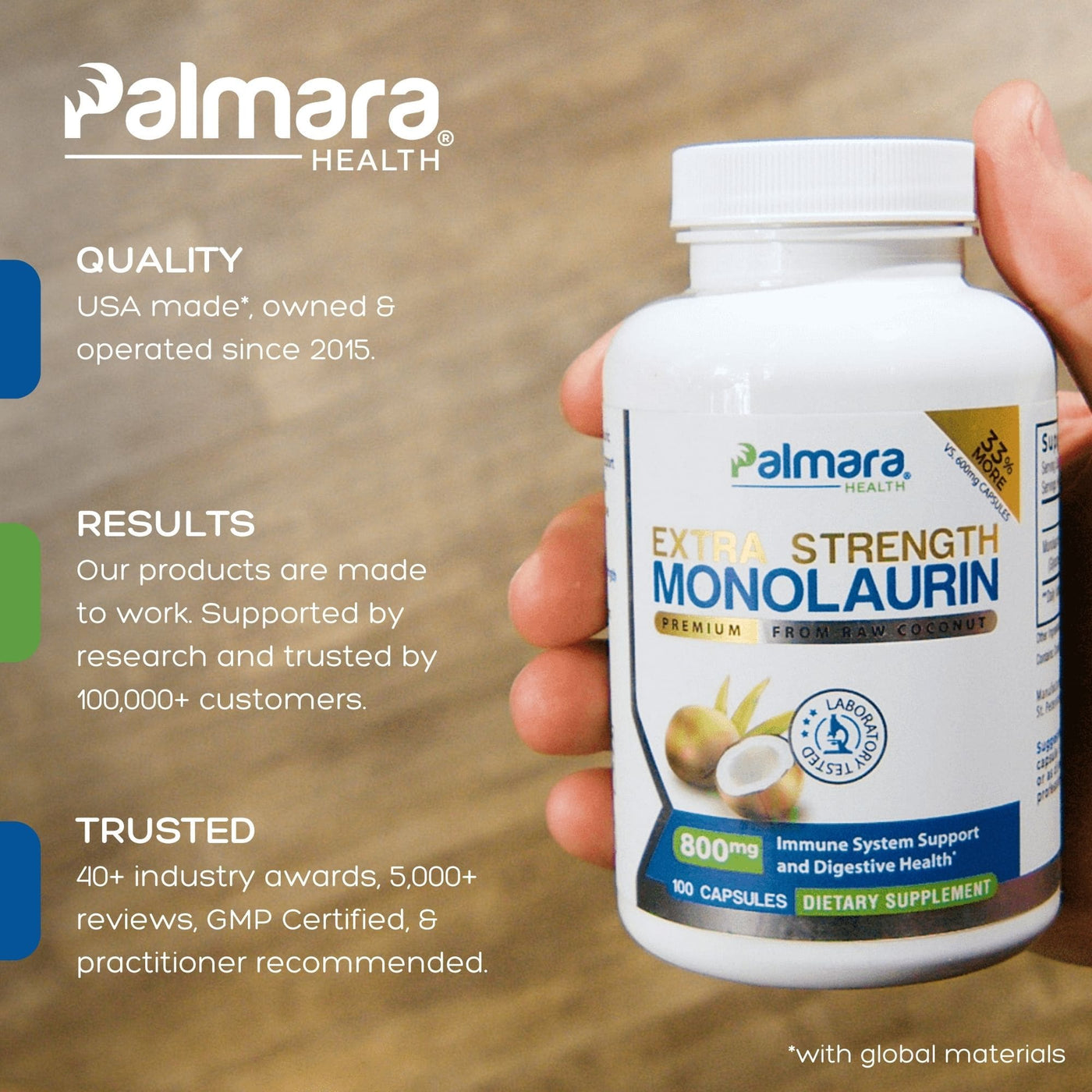 Palmara Health Extra Strength Monolaurin for Immune and Digestive Support.