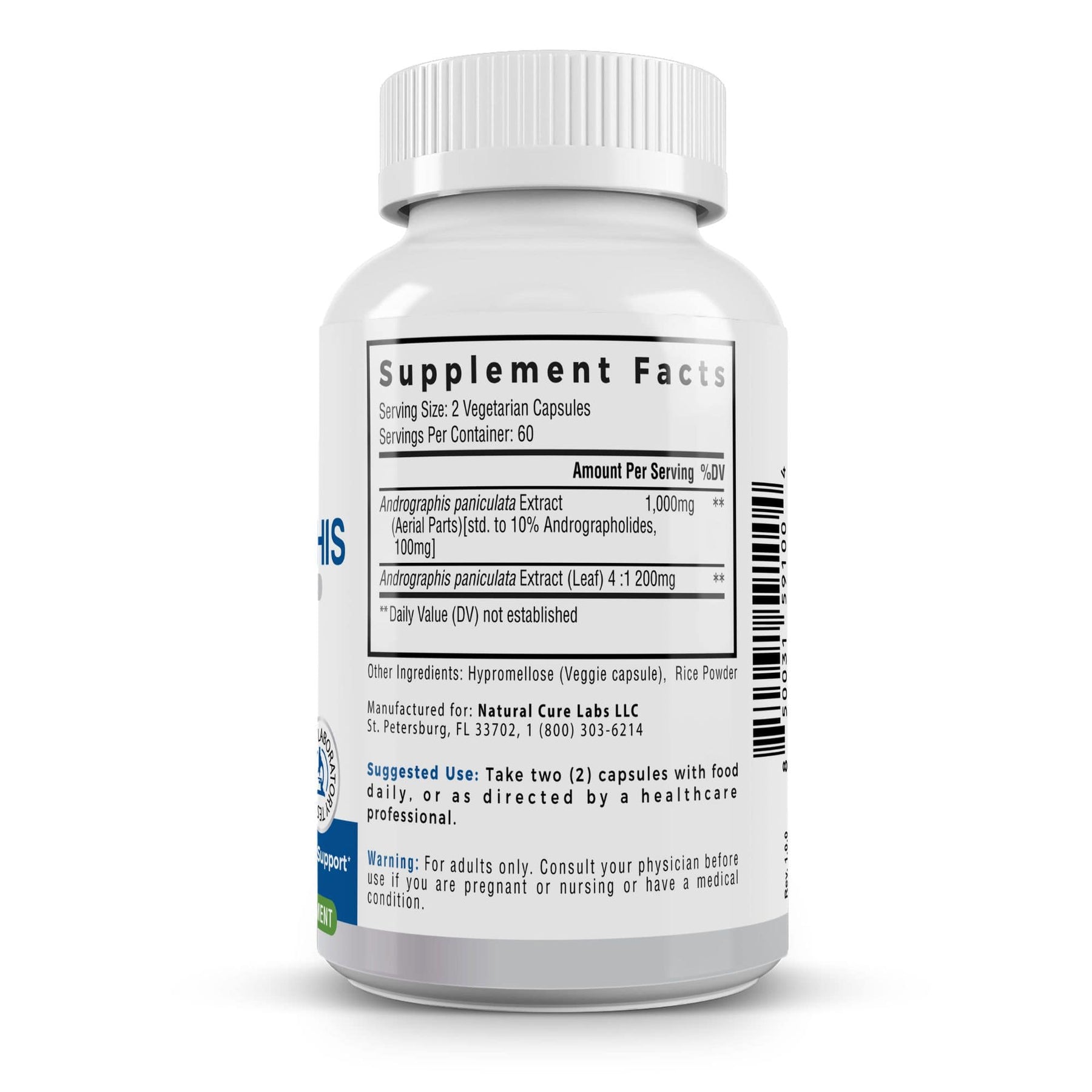 Palmara Health Premium Andrographis Extract Supplement Facts.