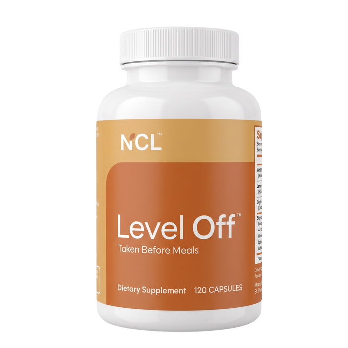Level Off bottle in the new orange NCL label, 120 capsules, taken before meals
