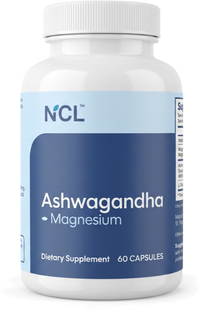 NCL Premium KSM-66 Ashwagandha with Magnesium bottle, transparent background