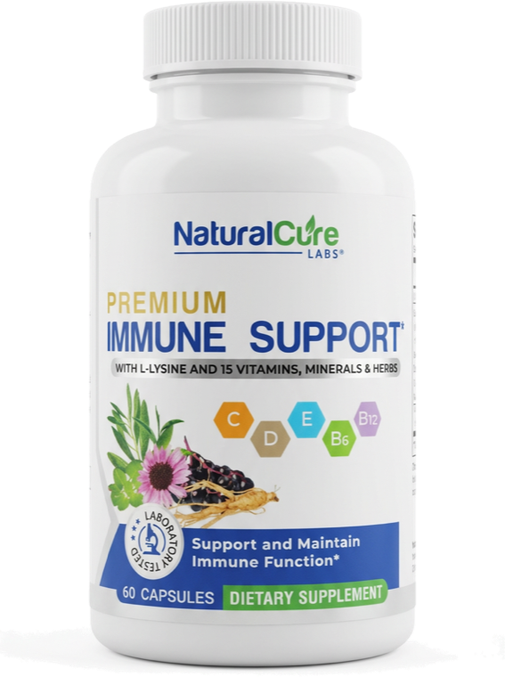 NCL Premium Immune Support bottle, transparent background