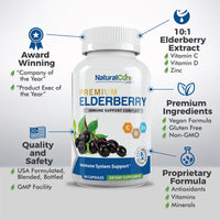 Natural Cure Premium Elderberry Immune Complex Supplement with premium ingredients.