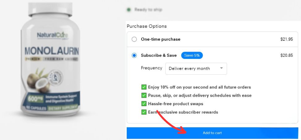 Choose Subscribe & Save on a product page