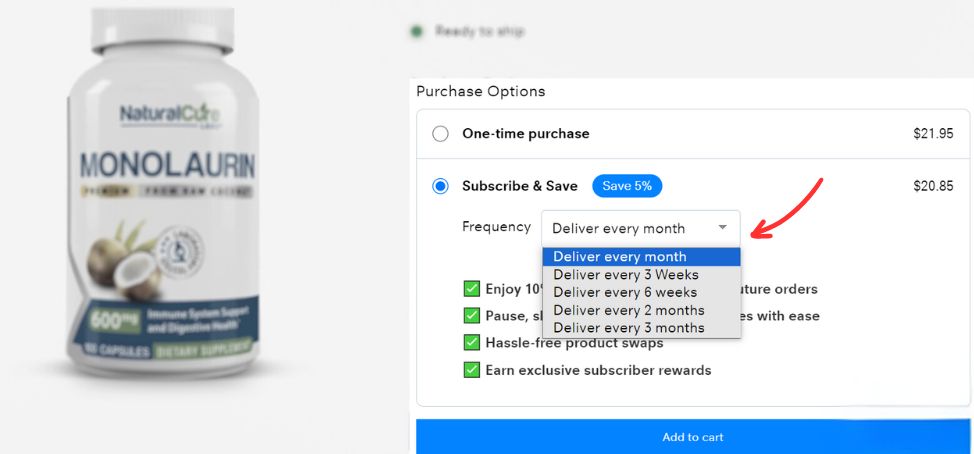 Select your subscription frequency