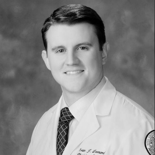 Dr. Evan Leonard, black-and-white portrait